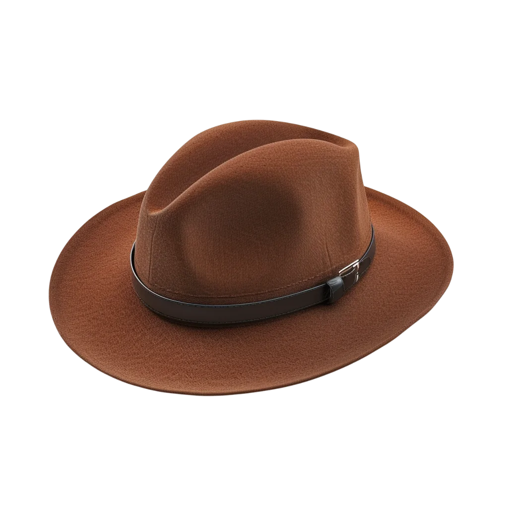 Brown Fedora Hat with Black Band - Free PNG