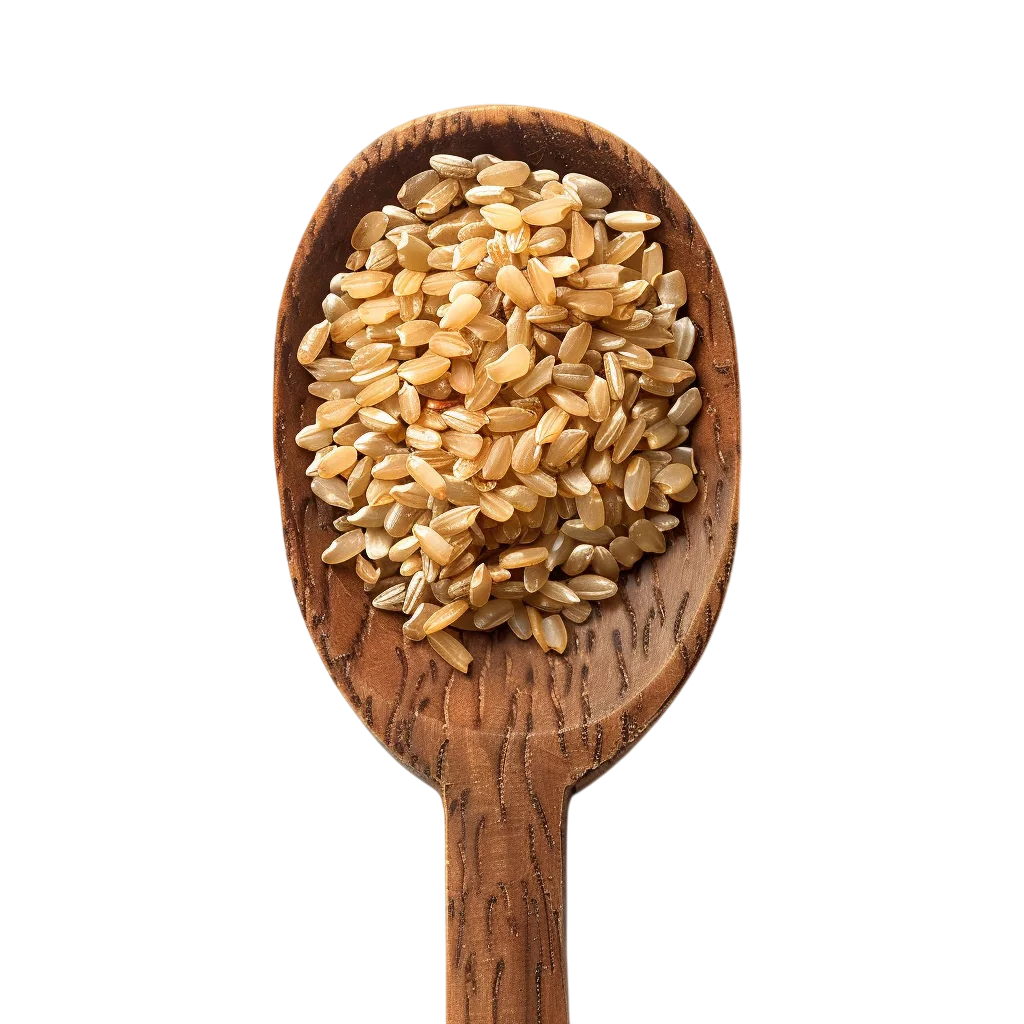 Wooden Spoon Filled with Brown Rice Grains | Free PNG
