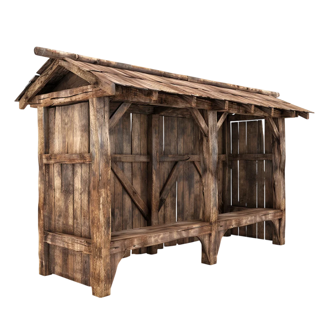 Rustic Weathered Wooden Barn Shelter Free PNG