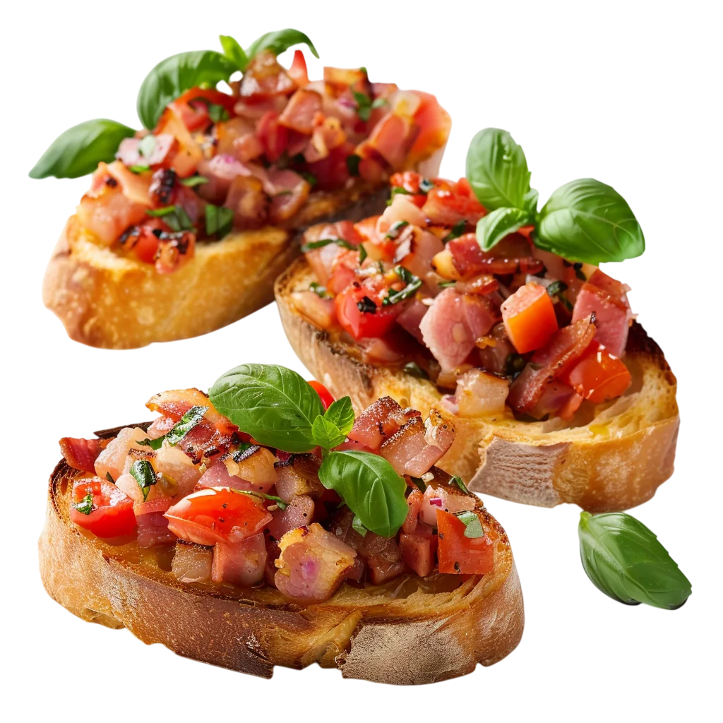 Tomato and Basil Bruschetta Toasts – Free PNG