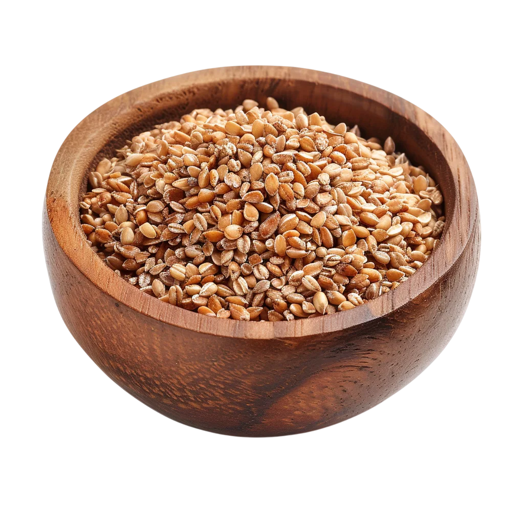 Wooden Bowl of Brown Flaxseeds Free PNG