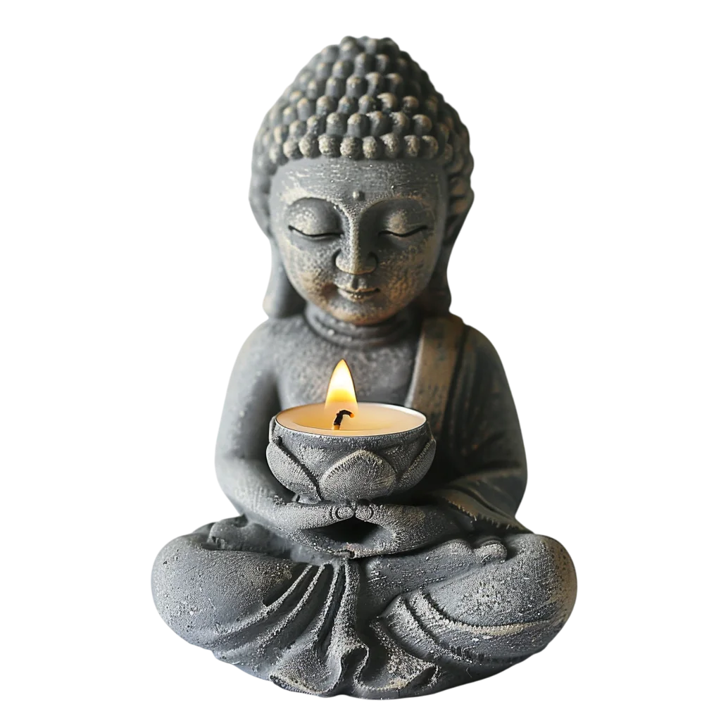 Meditating Buddha Holding a Candle Free PNG