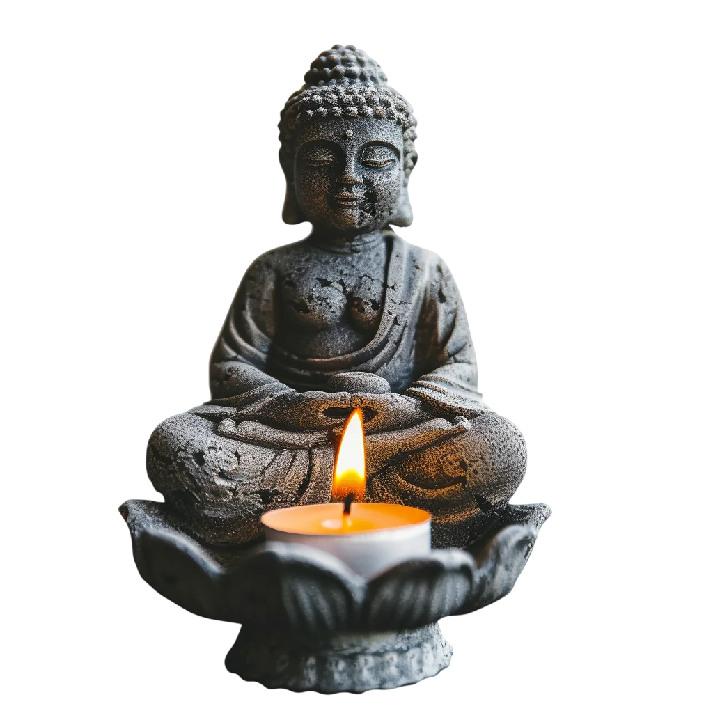 Meditating Buddha Statue with Candle Free PNG