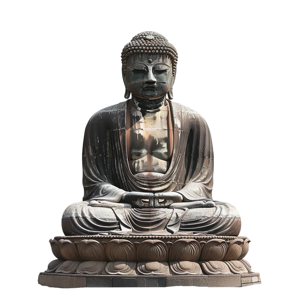 Seated Buddha Statue on Lotus Pedestal Free PNG