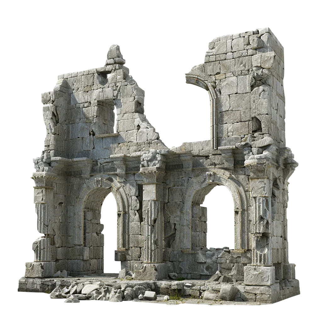 Weathered Stone Ruins with Arched Openings Free PNG