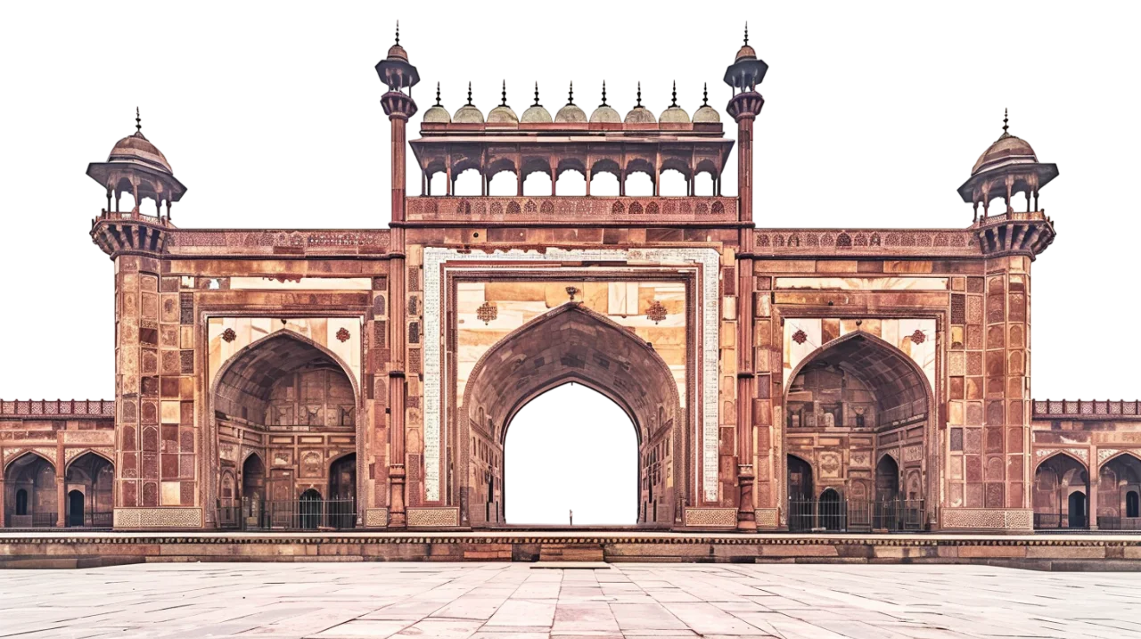 Ornate Mughal Gateway with Central Arch | Free PNG