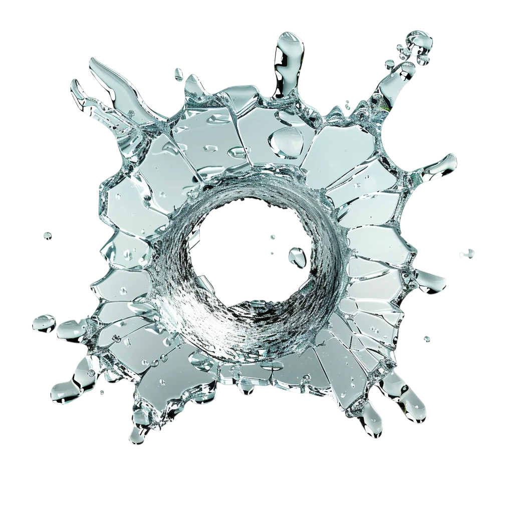 Aqua Water Splash Ring with Droplets Free PNG