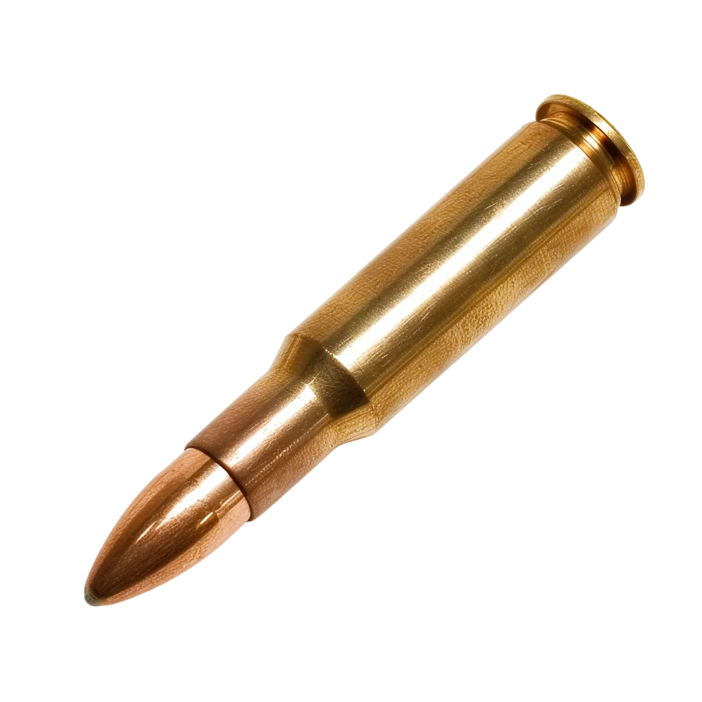 Brass Ammunition Cartridge with Copper Bullet Free PNG