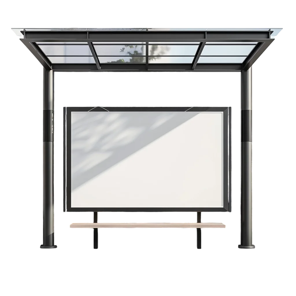 Modern Bus Shelter with Blank Advertising Panel | Free PNG