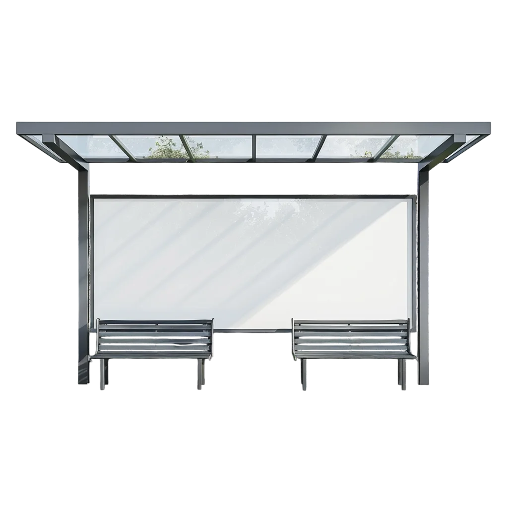 Modern Bus Shelter with Blank Ad Panel Free PNG