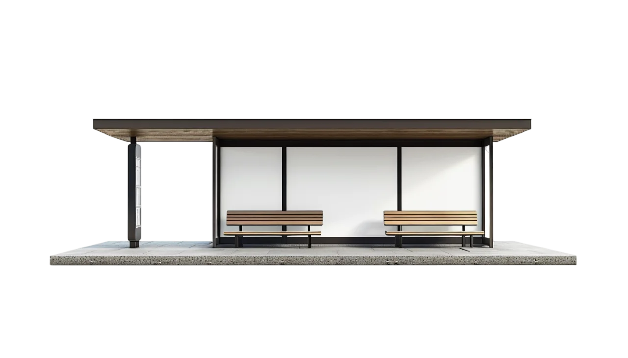 Modern Bus Stop Shelter with Two Benches Free PNG