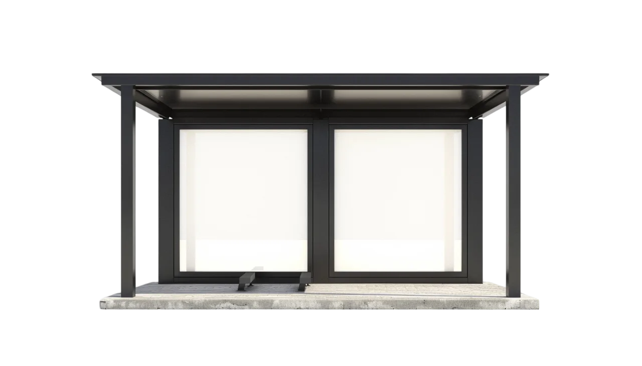 Modern Bus Shelter with Two Blank Panels Free PNG