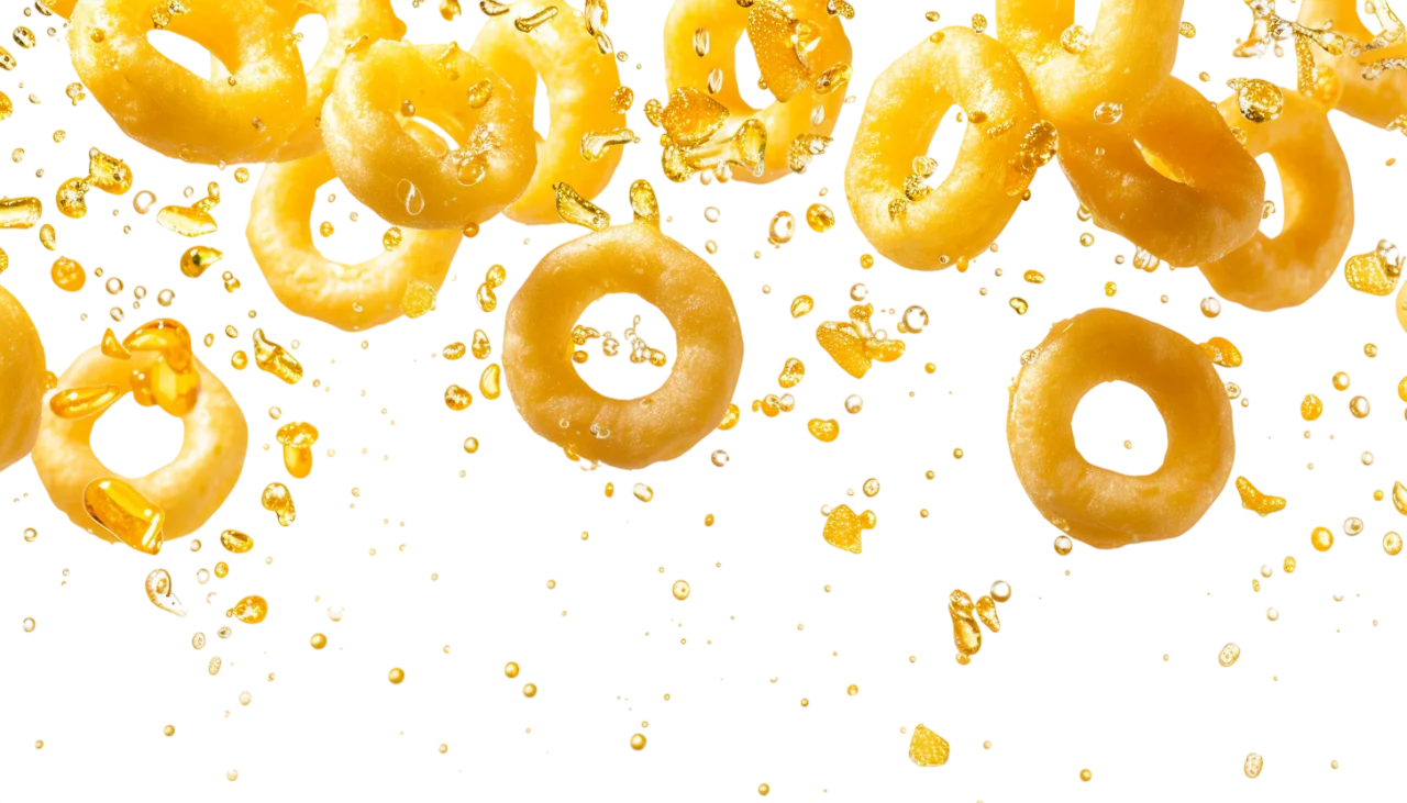 Golden Citrus Rings and Juice Splash Free PNG