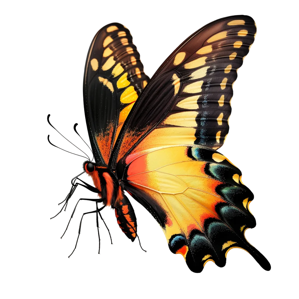Vibrant Orange and Yellow Swallowtail Butterfly Free PNG