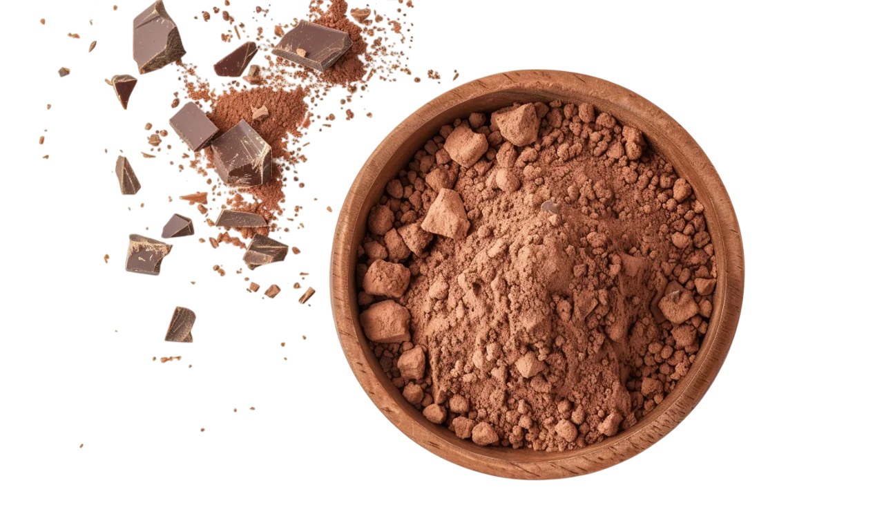 Bowl of Cocoa Powder with Chocolate Pieces | Free PNG