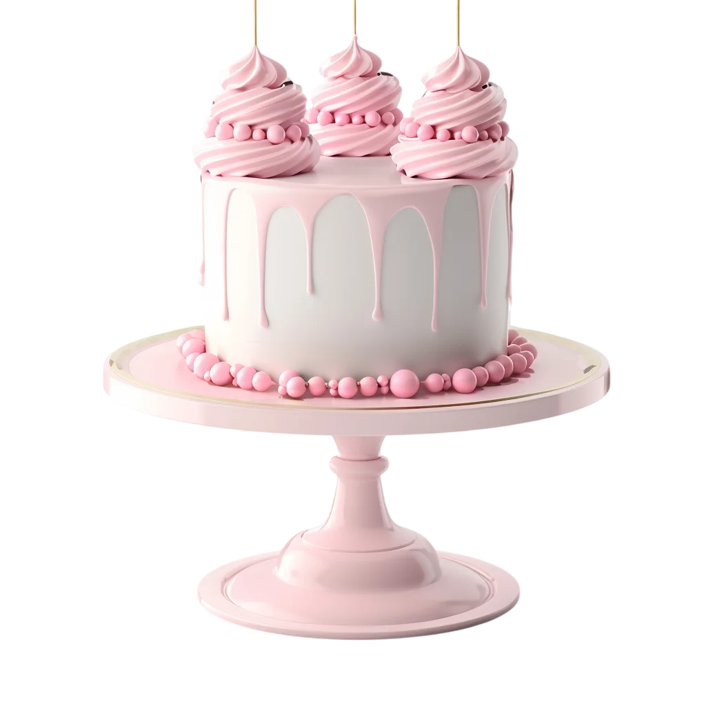 Pink Drip Celebration Cake on Pedestal Stand Free PNG