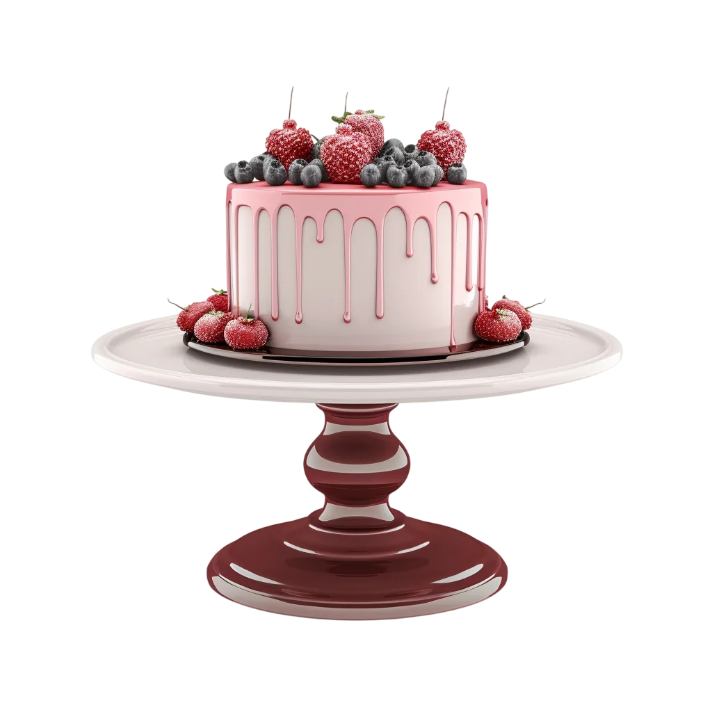 Pink Berry Drip Cake on a Pedestal Stand Free PNG