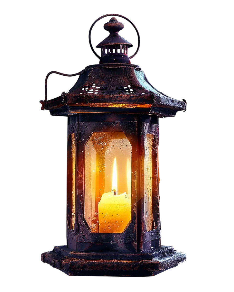 Vintage Candle Lantern with Warm Glow - Free PNG