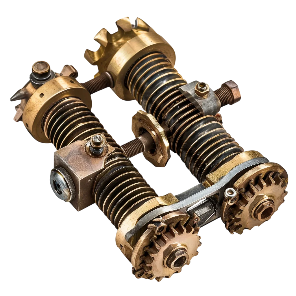Bronze Mechanical Assembly with Springs and Gears Free PNG