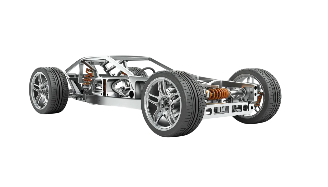 Car Chassis with Exposed Suspension Free PNG