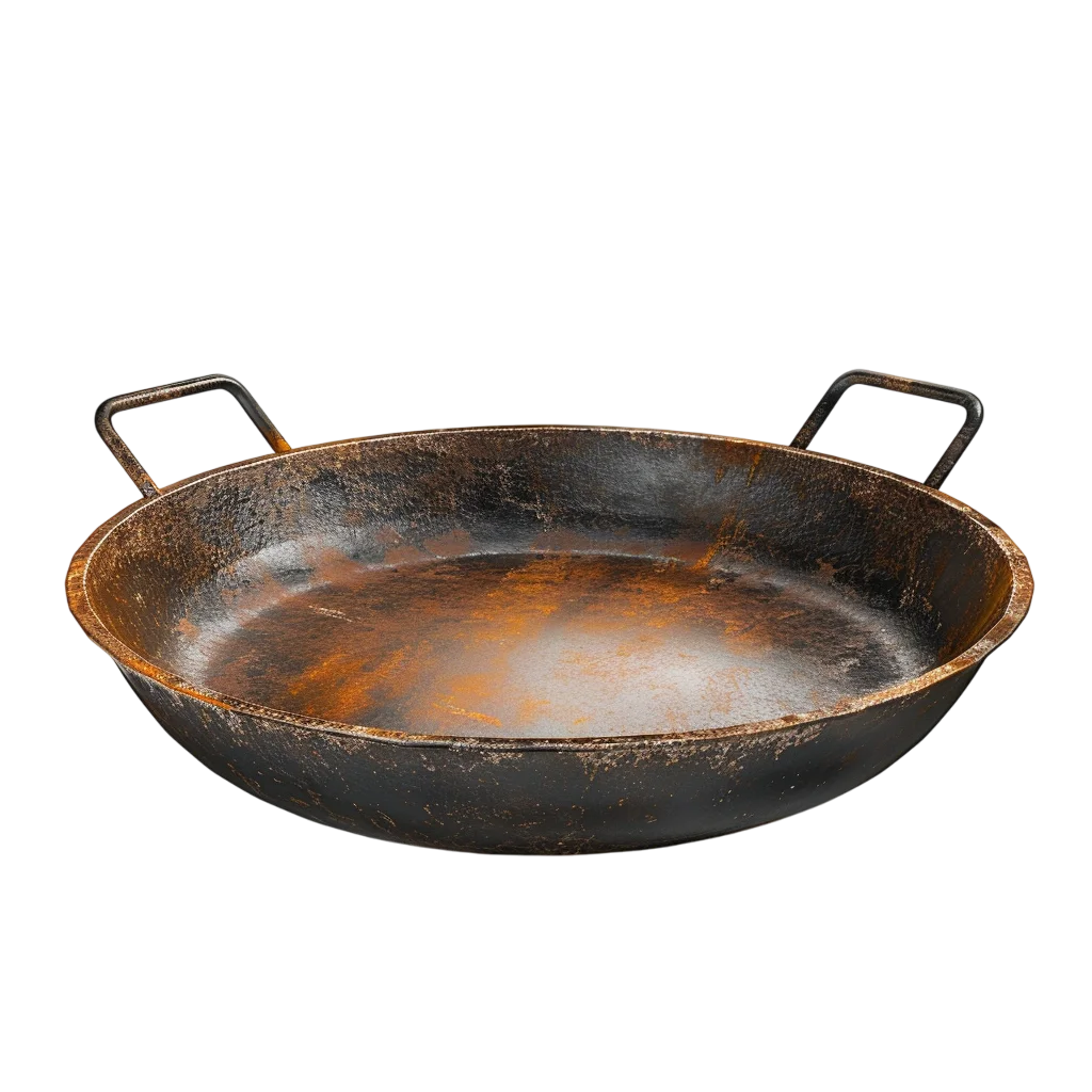 Weathered Iron Cooking Pan with Two Handles | Free PNG