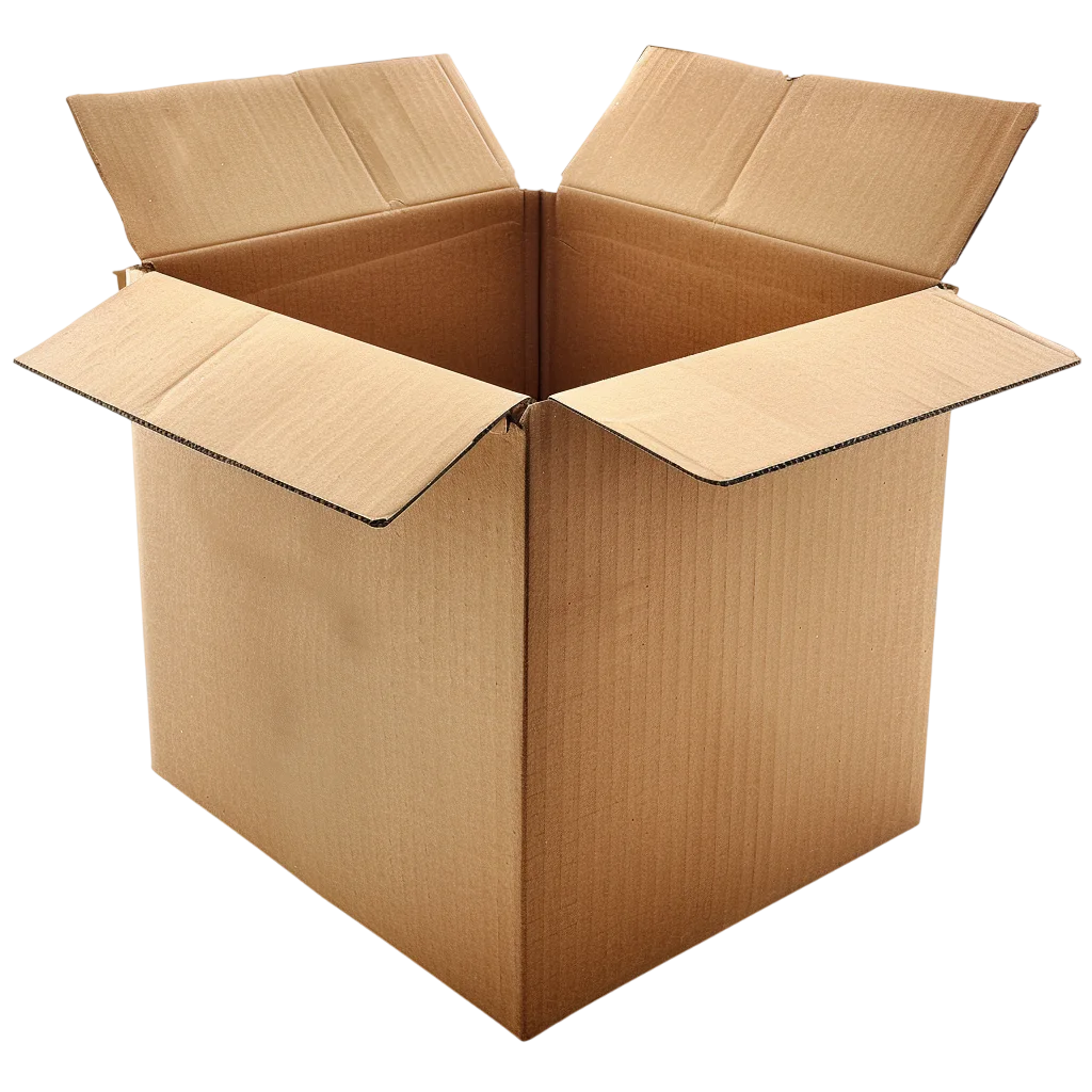 Open Brown Cardboard Box with Spread Flaps Free PNG