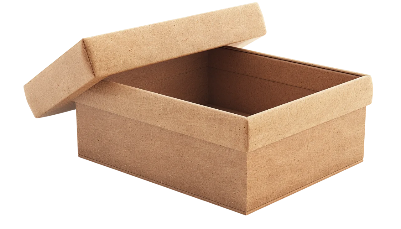Open Kraft Cardboard Box with Raised Lid - Free PNG
