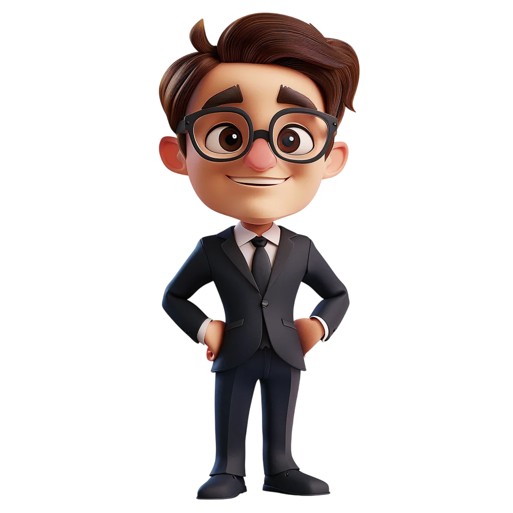 Smiling Cartoon Businessman in Glasses Free PNG