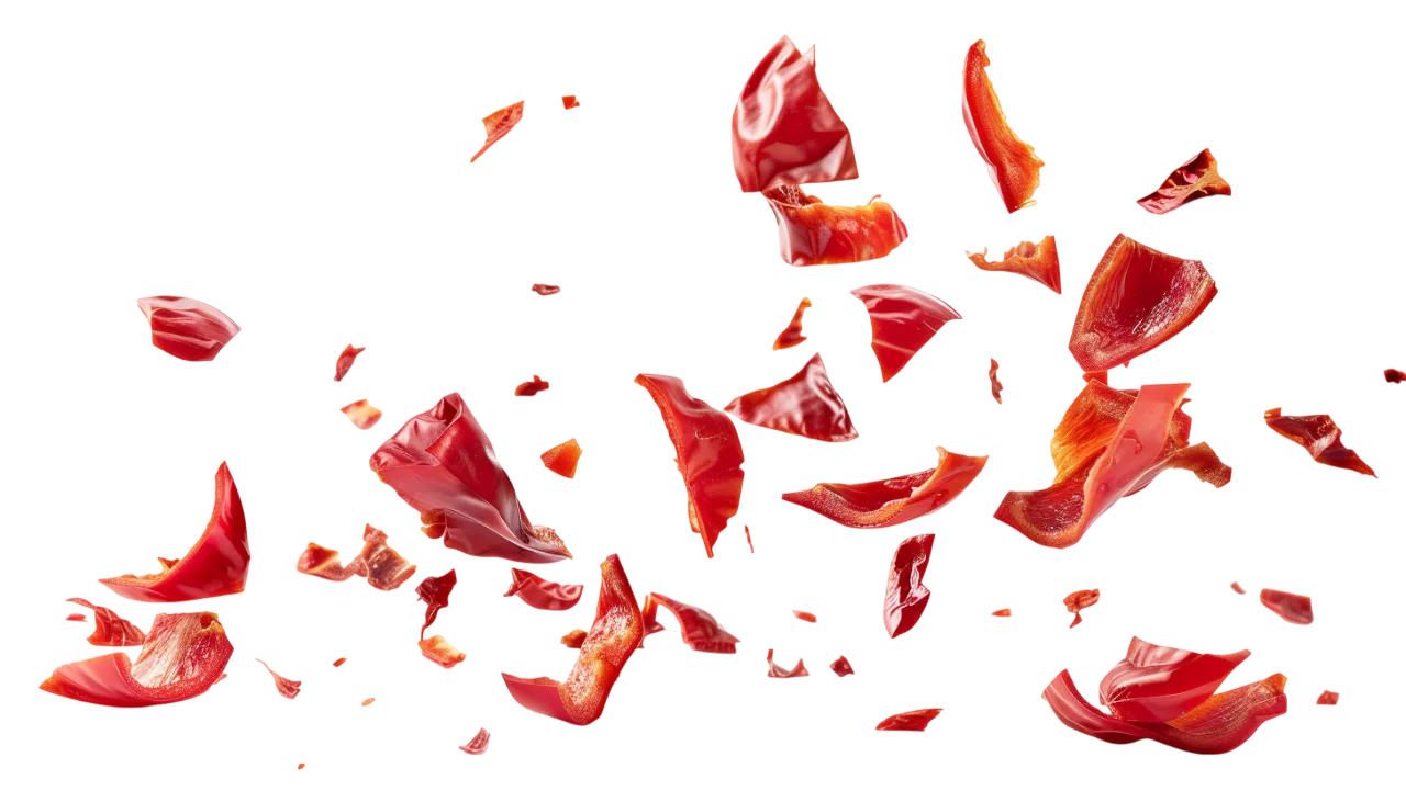 Scattered Red Bell Pepper Pieces Free PNG