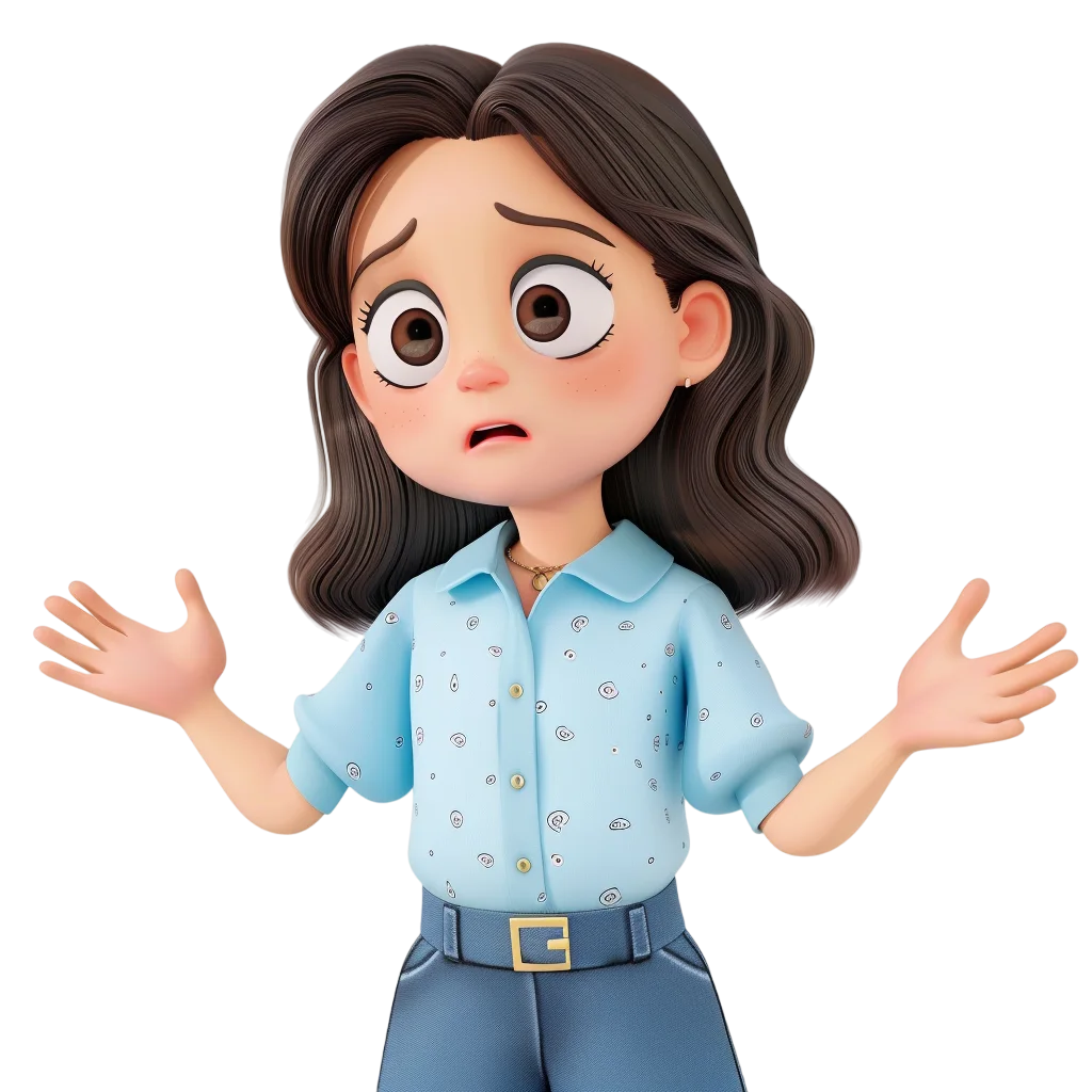 Confused Cartoon Girl Shrugging, Free PNG