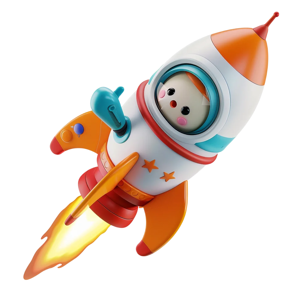 Cute Cartoon Astronaut Rocket Launching - Free PNG