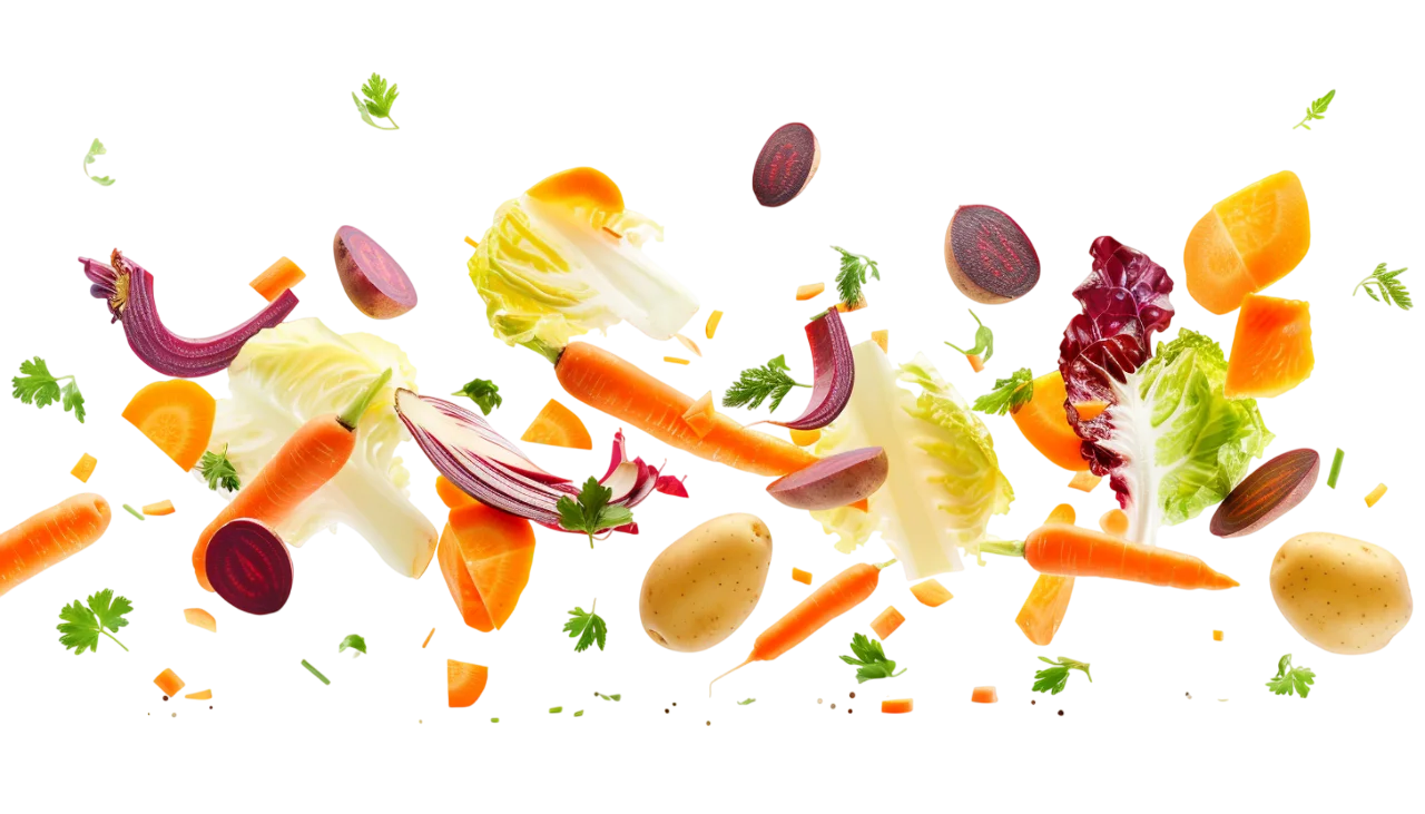 Floating Salad Vegetables and Citrus Free PNG
