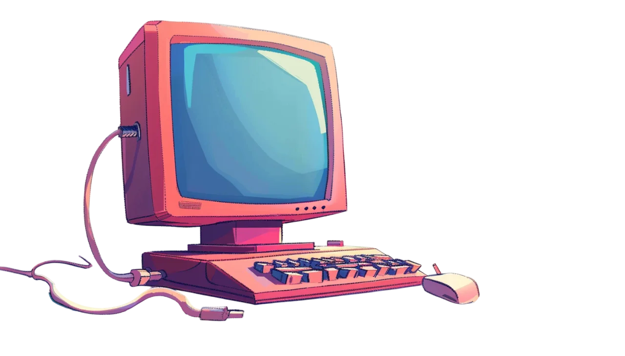 Pink Retro Desktop Computer with CRT Monitor Free PNG