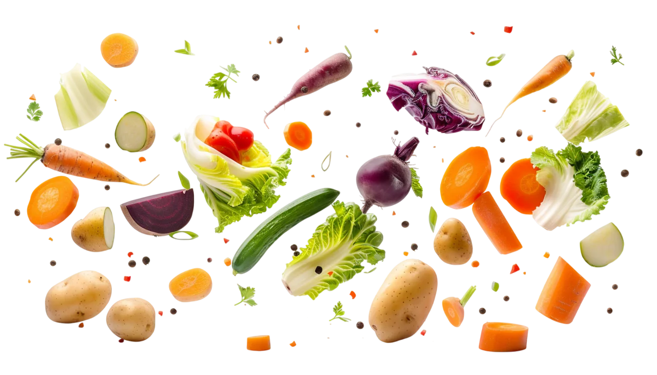 Floating Assortment of Fresh Vegetables Free PNG