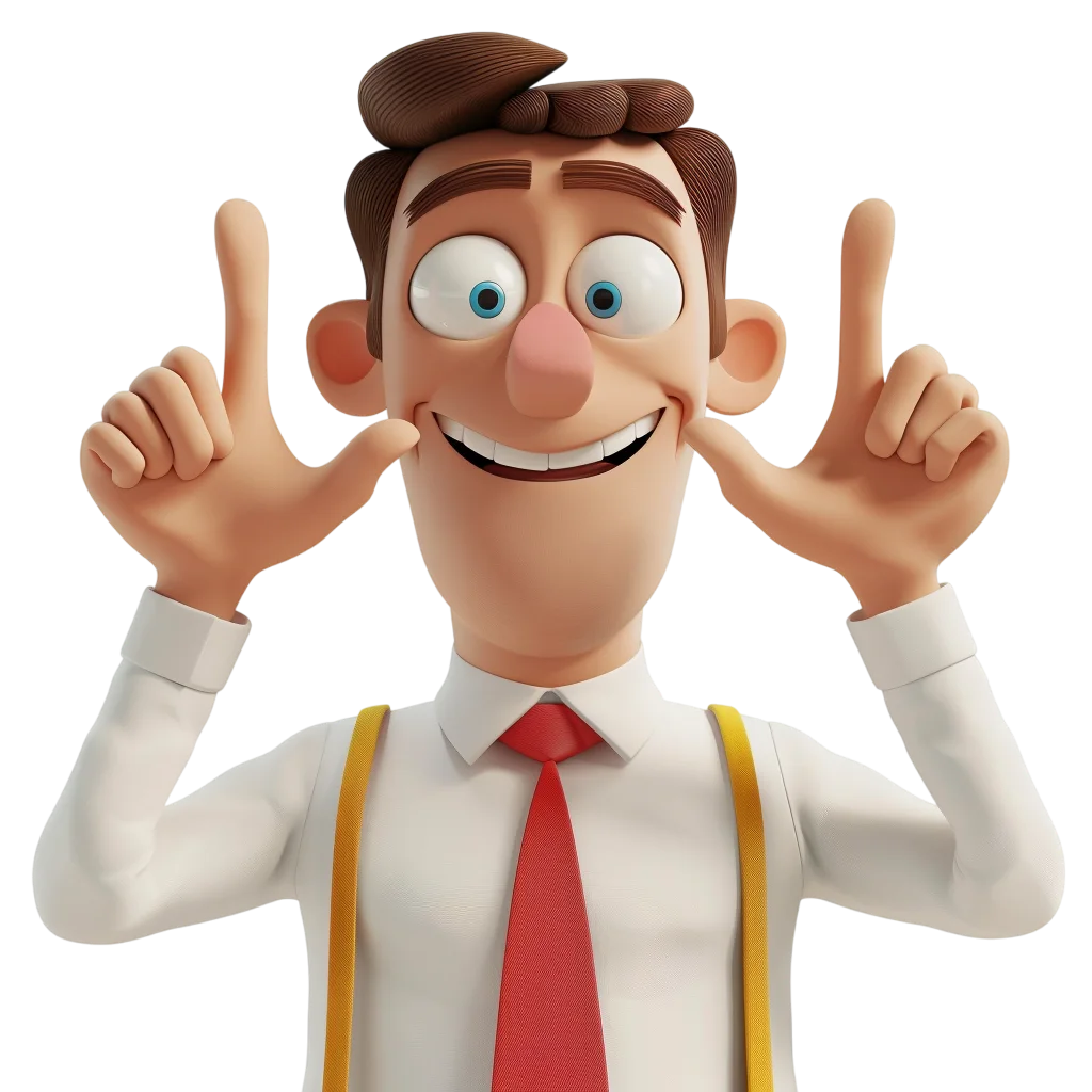 Smiling Cartoon Man Raising Both Index Fingers Free PNG