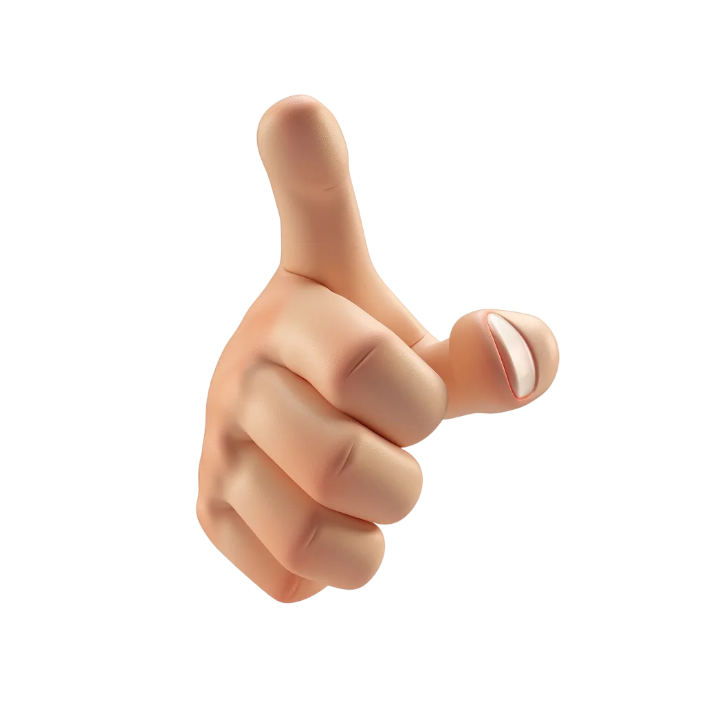 3D Hand Making a Finger Gun Gesture Free PNG