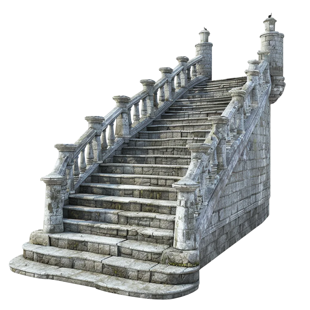 Ornate Gray Stone Staircase Free PNG