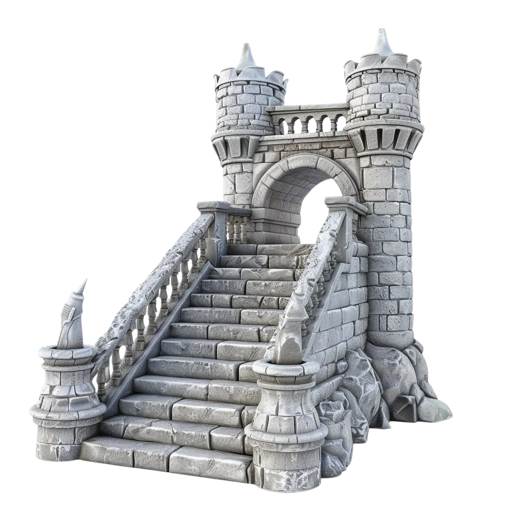 Stone Castle Gate and Staircase Free PNG