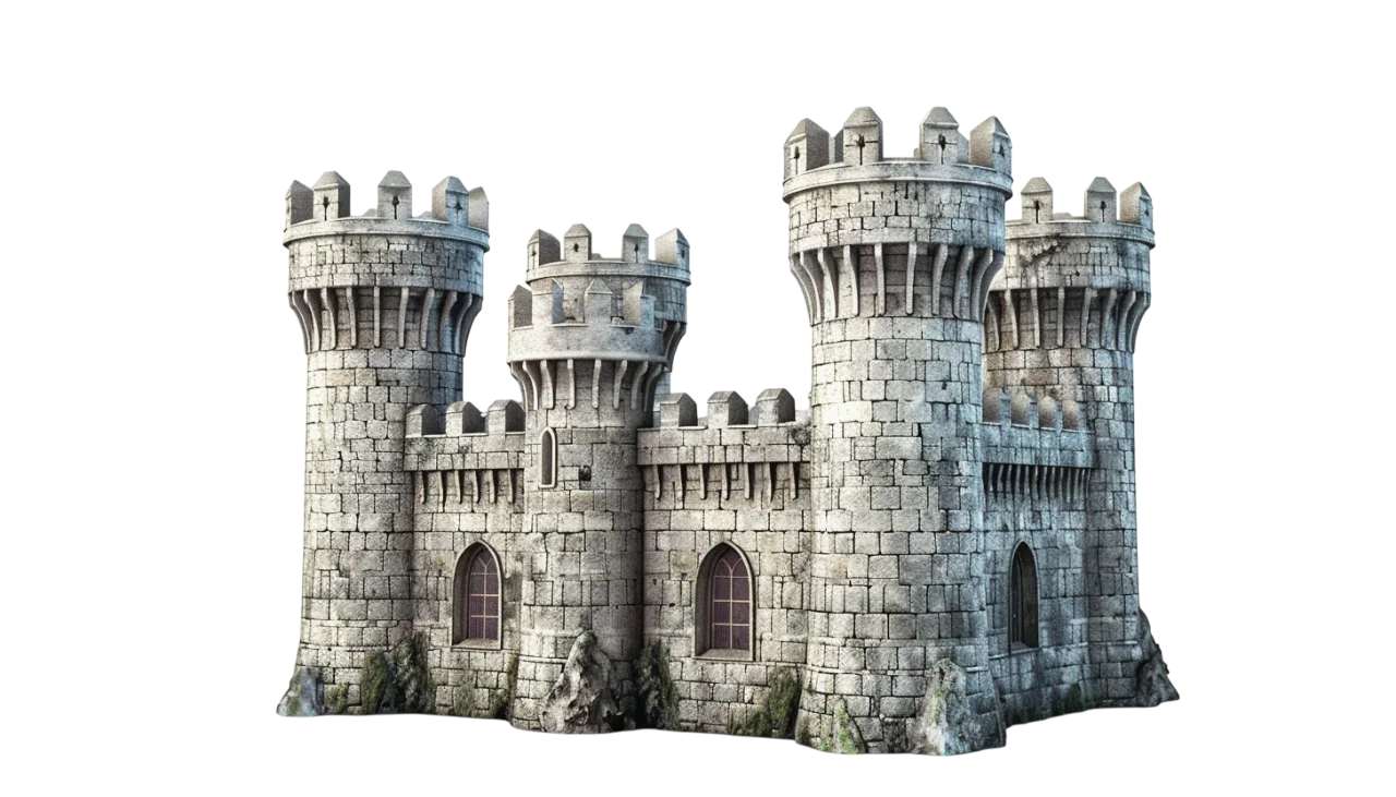 Medieval Stone Castle with Towers – Free PNG