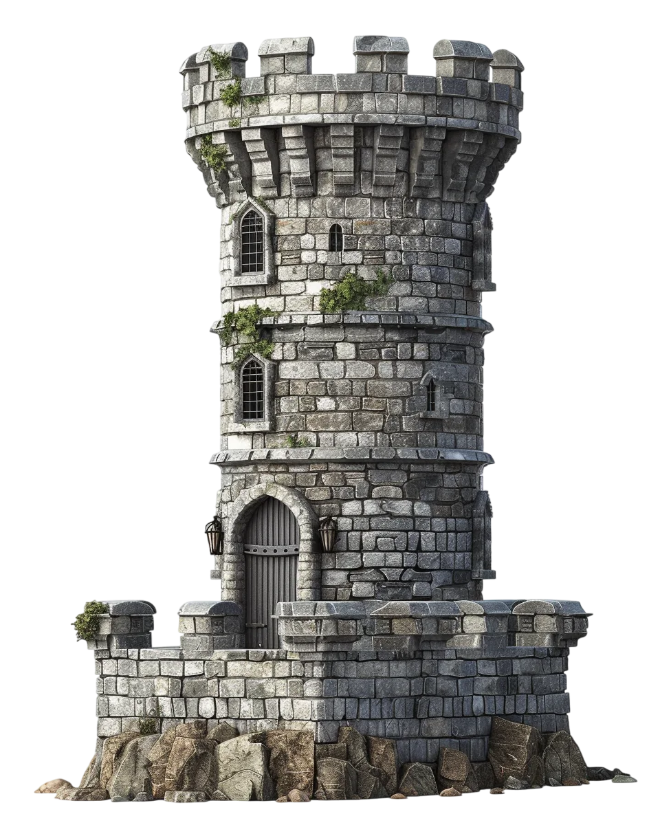 Medieval Stone Castle Tower with Battlements | Free PNG