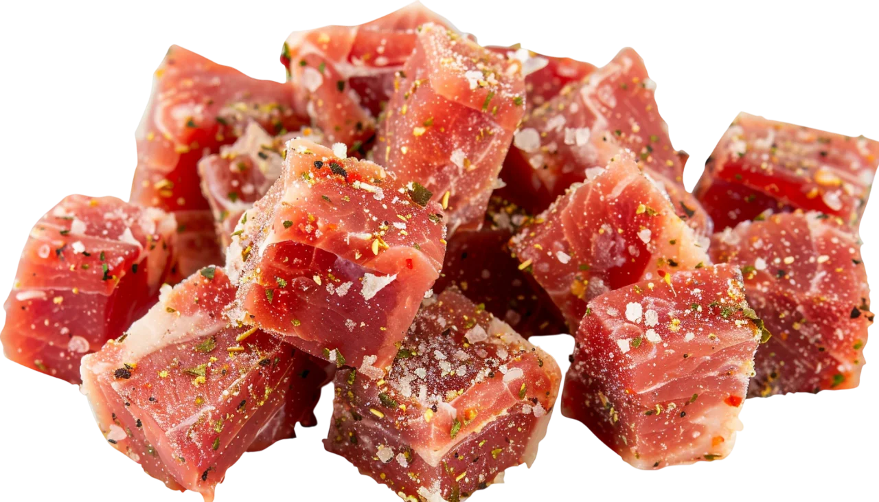Seasoned Raw Tuna Cubes Free PNG