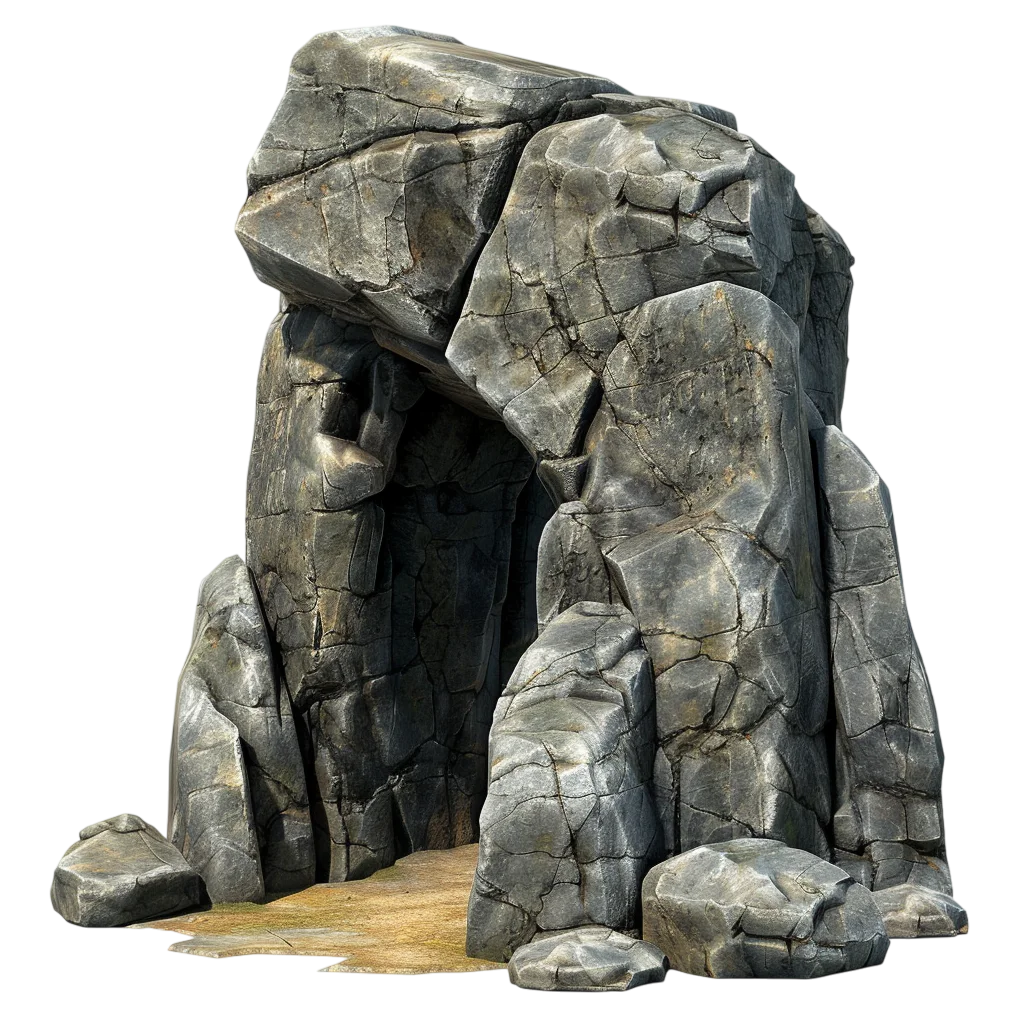 Rugged Stone Cave Entrance Free PNG