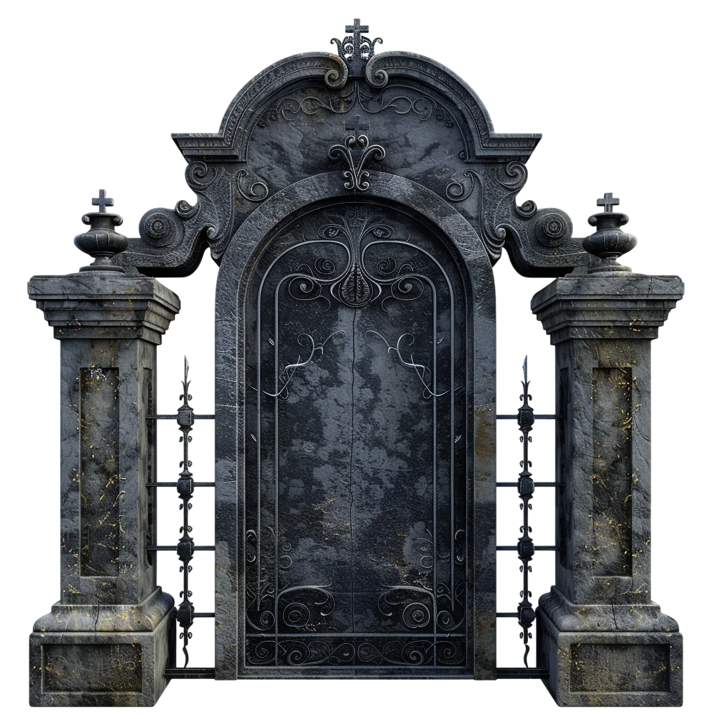 Ornate Gothic Cemetery Gate Free PNG