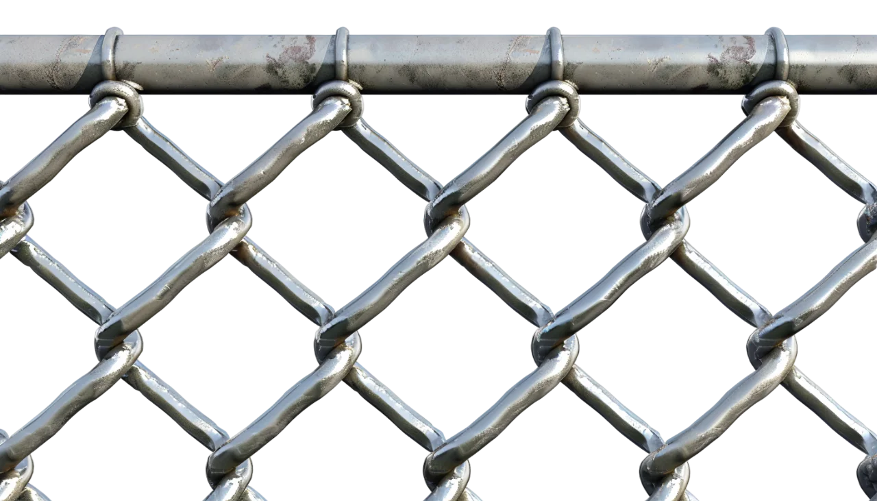 Close-Up Silver Chain-Link Fence Free PNG