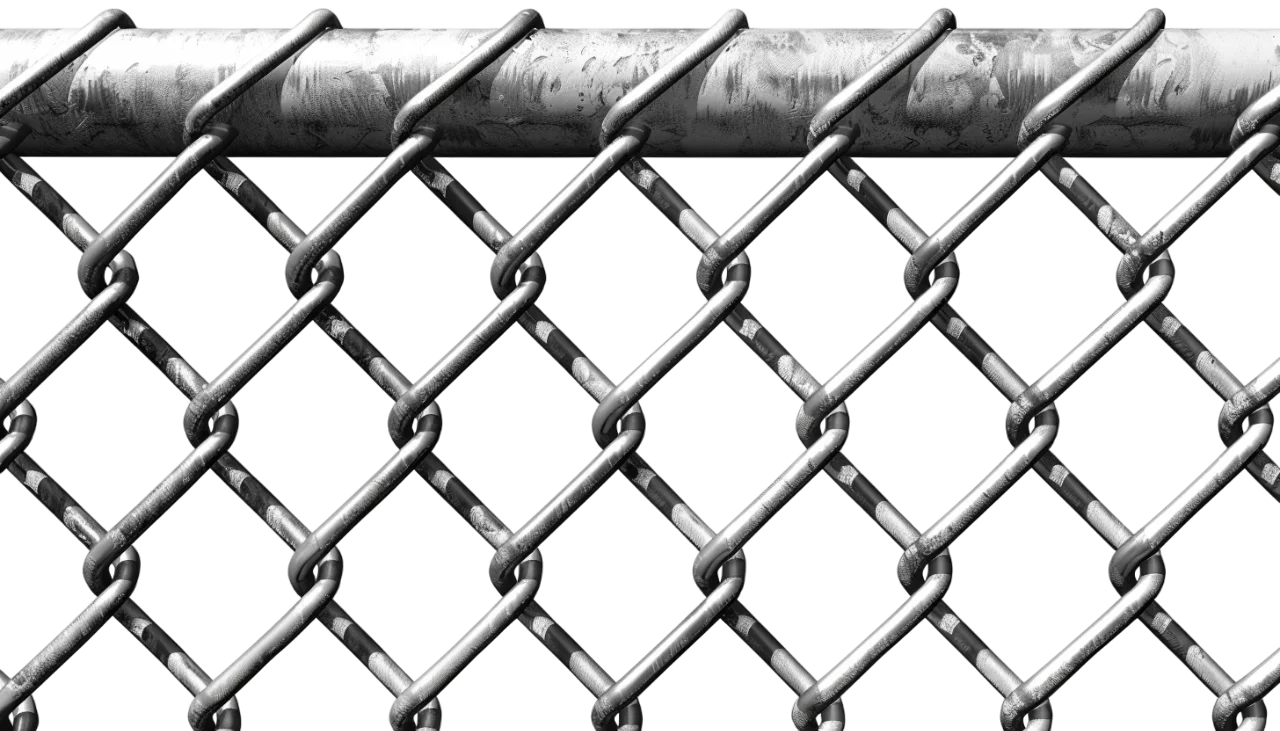 Weathered Chain-Link Fence with Top Rail Free PNG