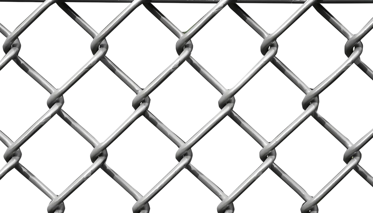 Silver Chain-Link Fence Mesh Free PNG