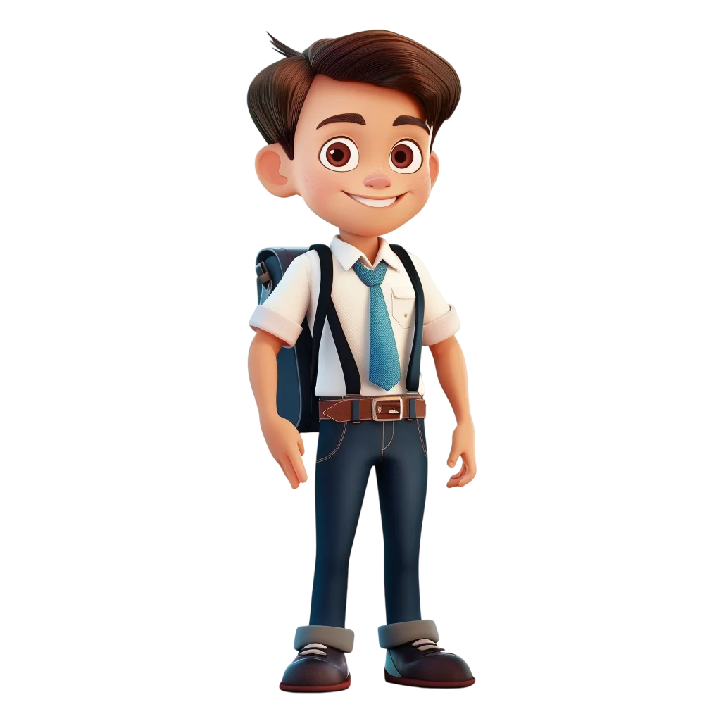 Smiling Cartoon Schoolboy with Backpack – Free PNG