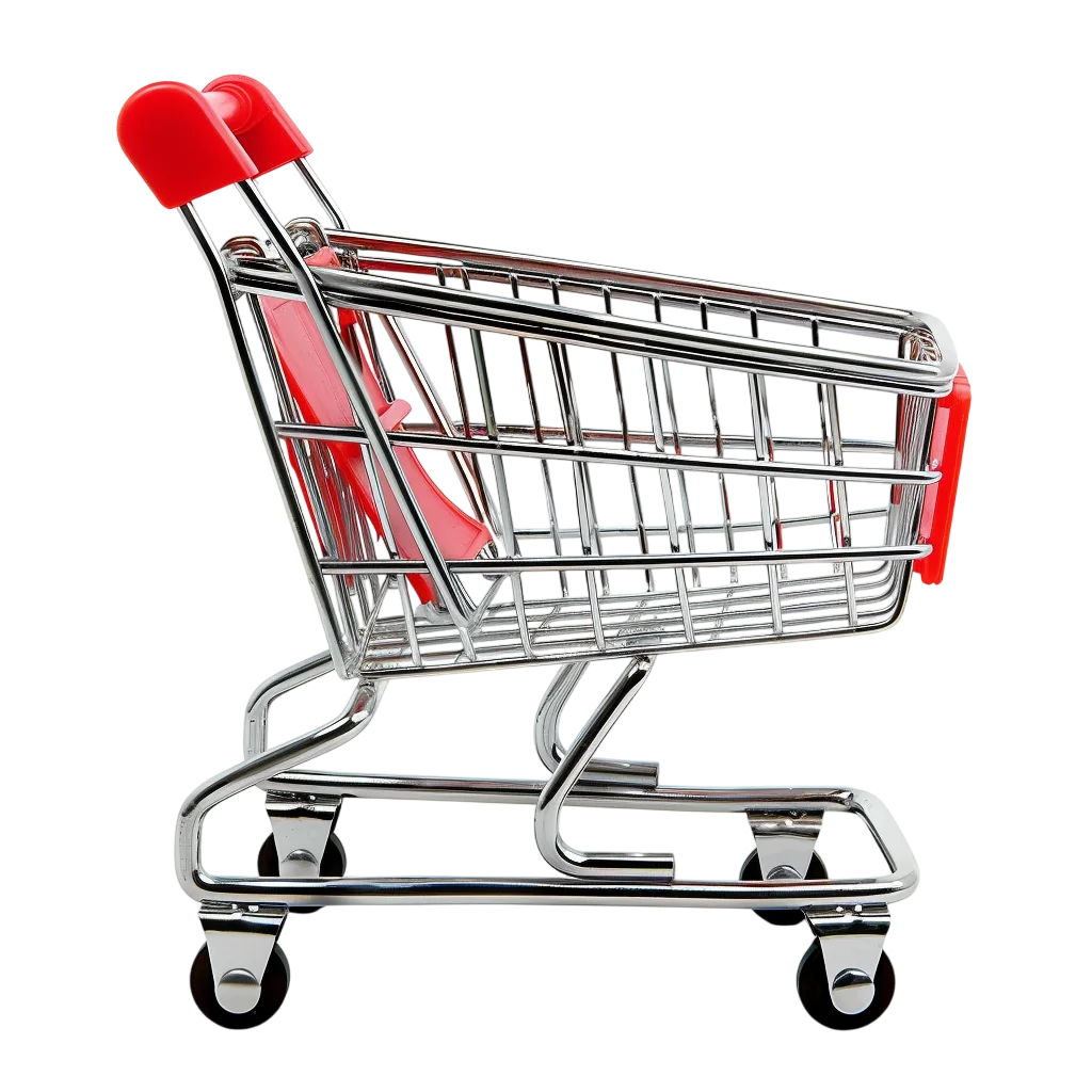 Red and Chrome Shopping Cart Free PNG