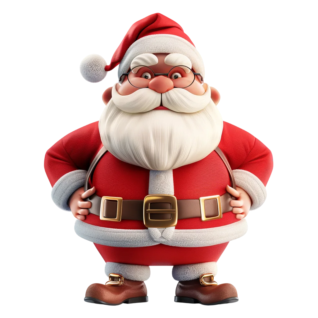 Cheerful 3D Santa Claus Character Free PNG