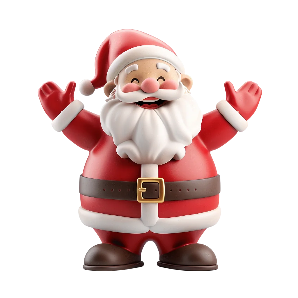 Cheerful 3D Santa Claus Waving – Free PNG